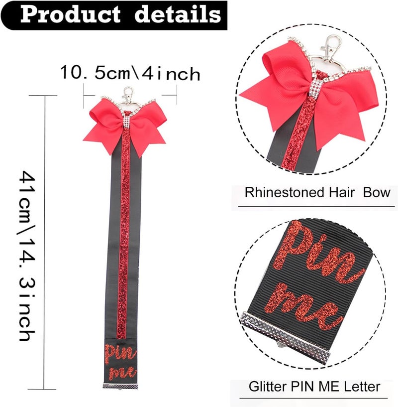 Hipcheer Cheer Pin Strap Pin Me Ribbon for Backpack Glitter Cheerleader Keychain Cheer Gifts Cheer Bow Pin Holder - Image 5